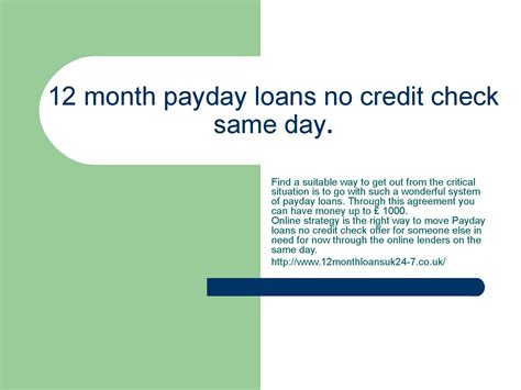 12 Month Payday Loans No Credit Check